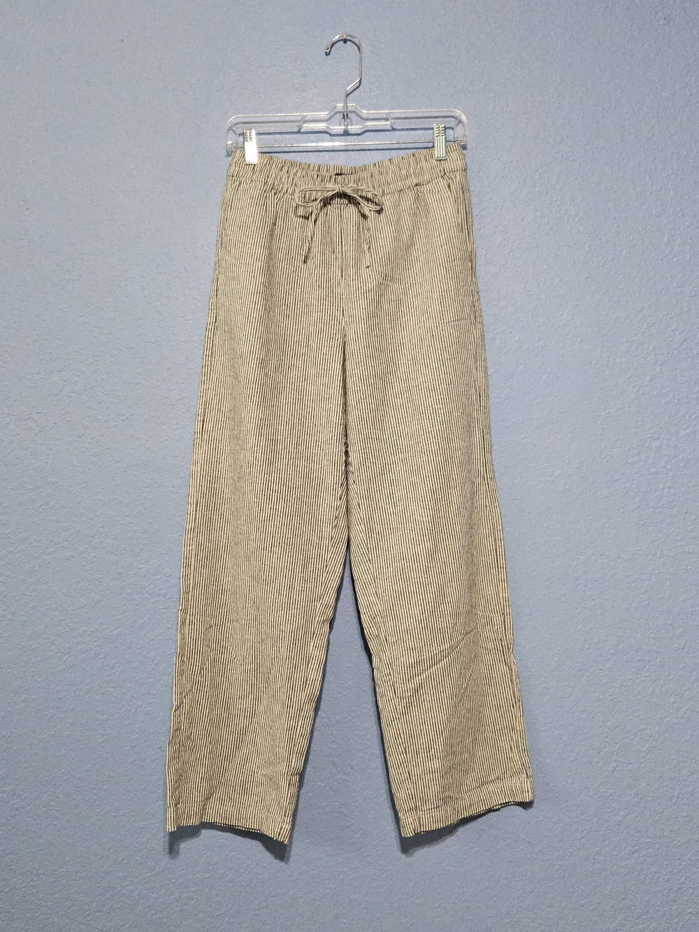J. Crew Women Tan Pinstripe Drawstring Linen Pants